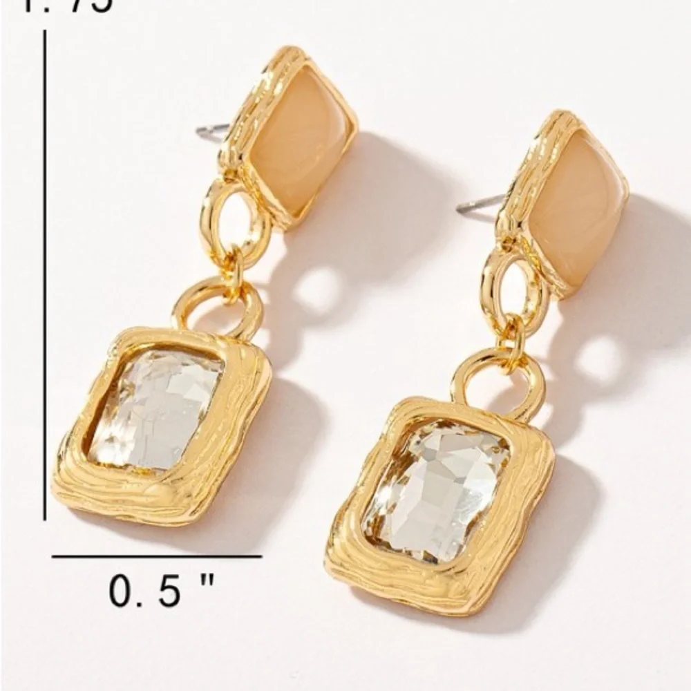 Rectangular Bead Drop Earrings - Picture 4 of 4